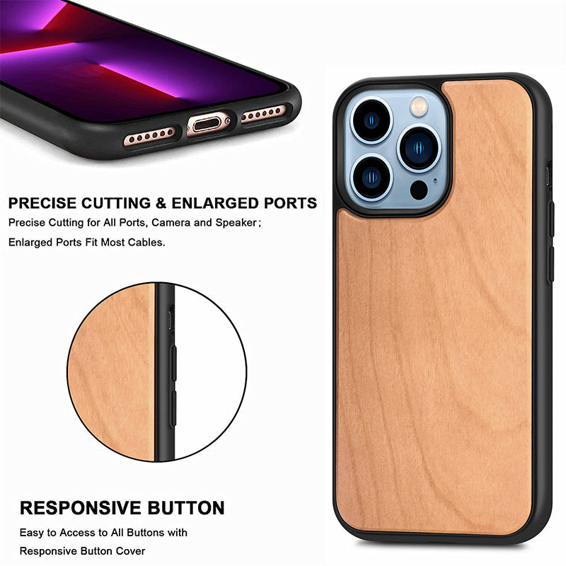 Suitable For iPhone13 Solid Wood Anti-Fall Mobile Phone Case