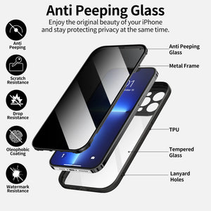Anti-Peeping and HD Magnetic Double Sided Tempered Glass Case for iPhone 15 Series