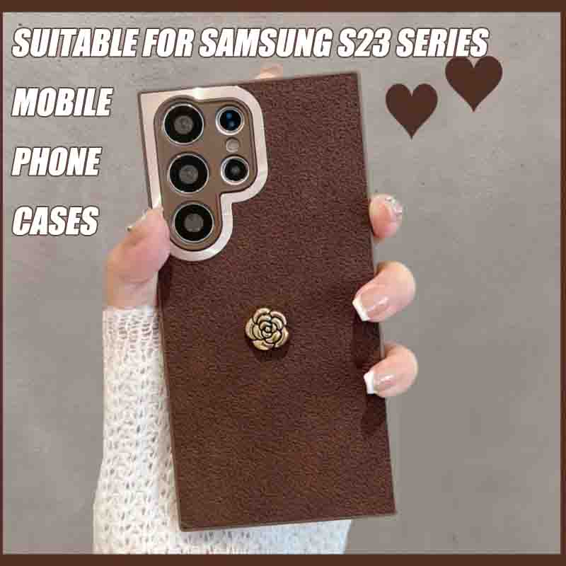 Suitable For Samsung S23 Mobile Phone Case Simple Retro All-inclusive Anti-fall Brown