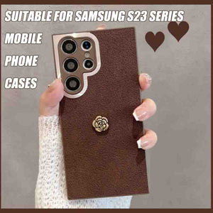 Suitable For Samsung S23 Mobile Phone Case Simple Retro All-inclusive Anti-fall Brown