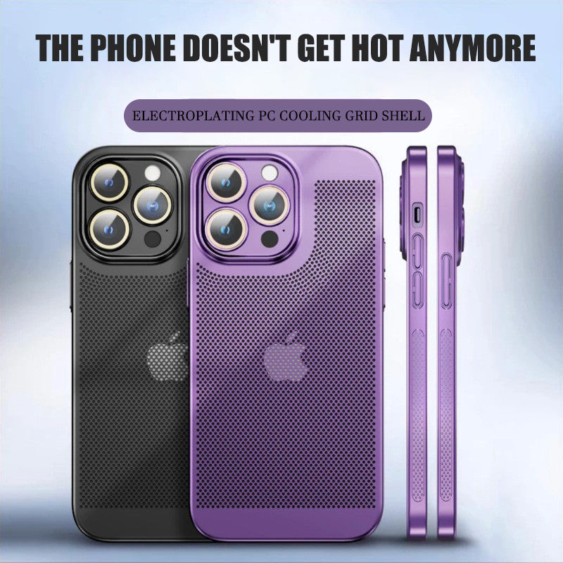 Electroplated heat dissipation mesh phone case suitable for iPhone series