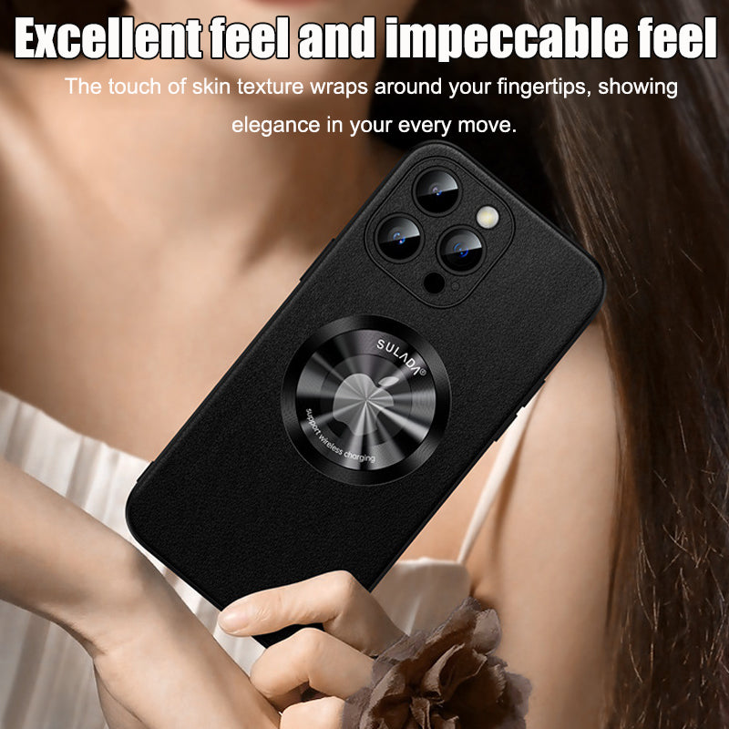 iPhone 14, 15 Series Leather Phone Case Transparent Magnetic Business Texture Anti-fall Protective Cover