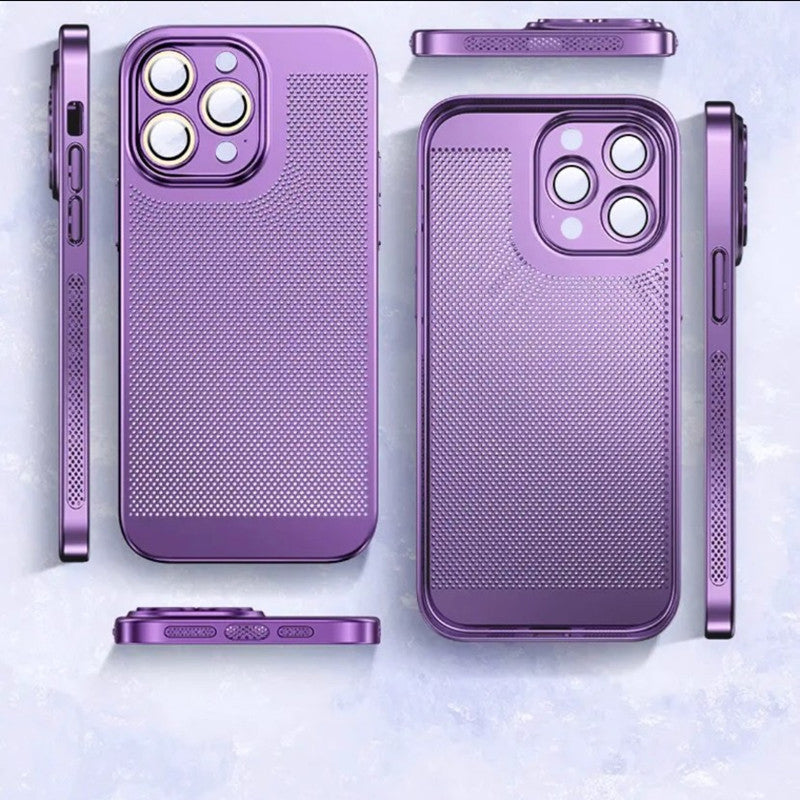 Electroplated heat dissipation mesh phone case suitable for iPhone series
