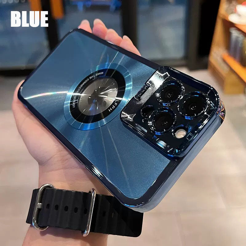 Magnetic Suction Frosted Electroplating Missing Label Invisible Bracket For iPhone 14/15 Phone Case