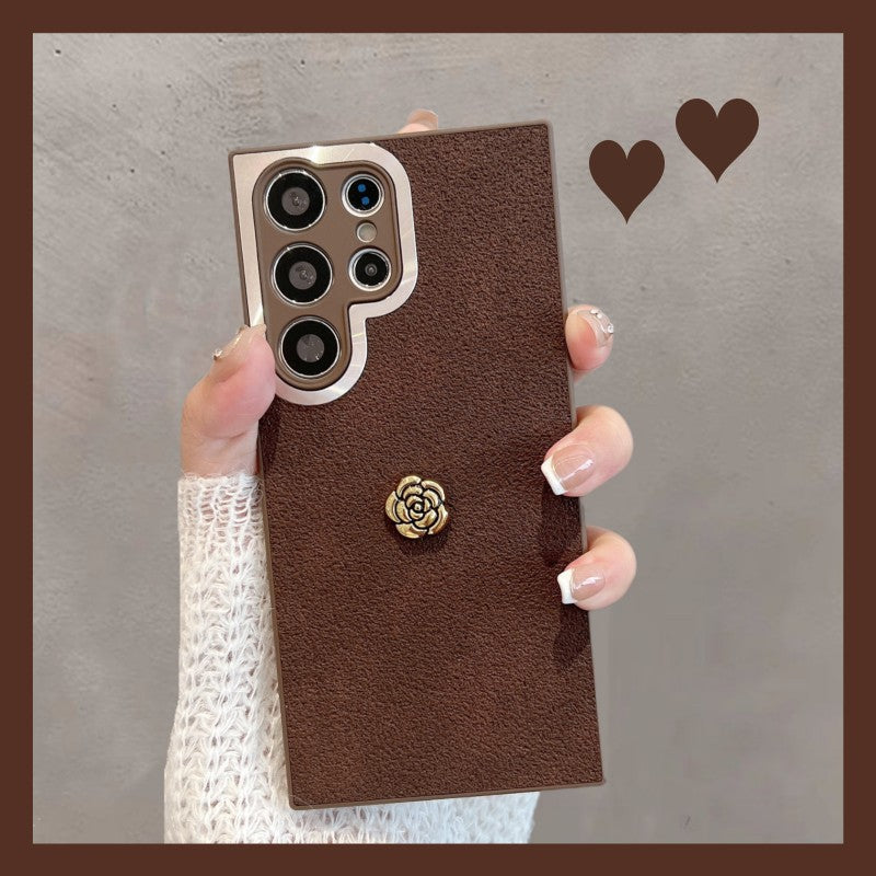 Suitable For Samsung S23 Mobile Phone Case Simple Retro All-inclusive Anti-fall Brown