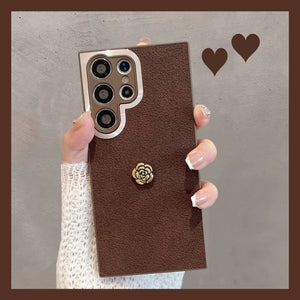Suitable For Samsung S23 Mobile Phone Case Simple Retro All-inclusive Anti-fall Brown