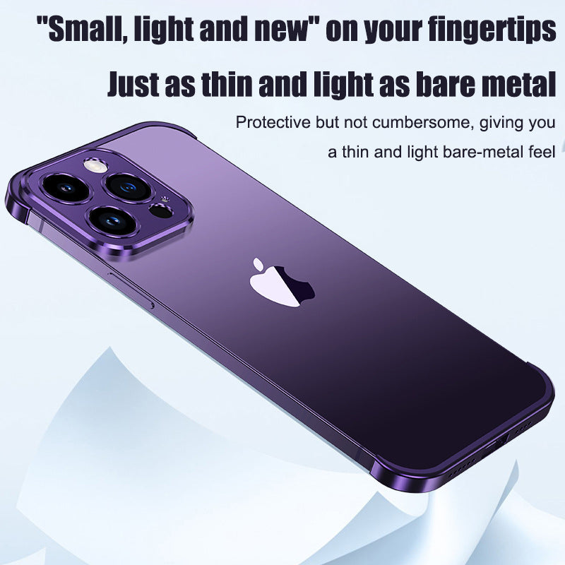 Suitable for iPhone 13, 14, 15 mobile phone case with metal corner pads, anti-fall, frameless