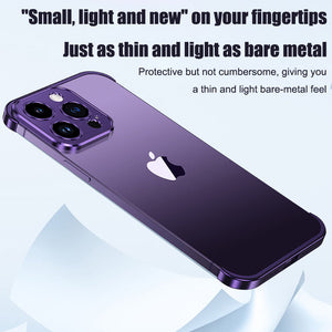 Suitable for iPhone 13, 14, 15 mobile phone case with metal corner pads, anti-fall, frameless