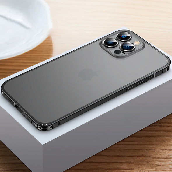 For iPhone15 Series Luban Buckle Metal Middle Frame/Frosted Back Panel/Lens All-Inclusive Mobile Phone Case