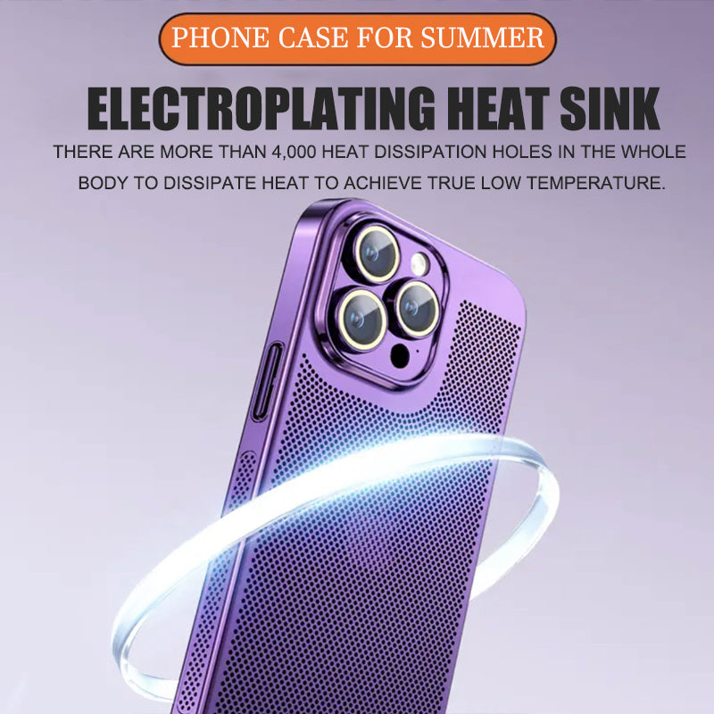 Electroplated heat dissipation mesh phone case suitable for iPhone series