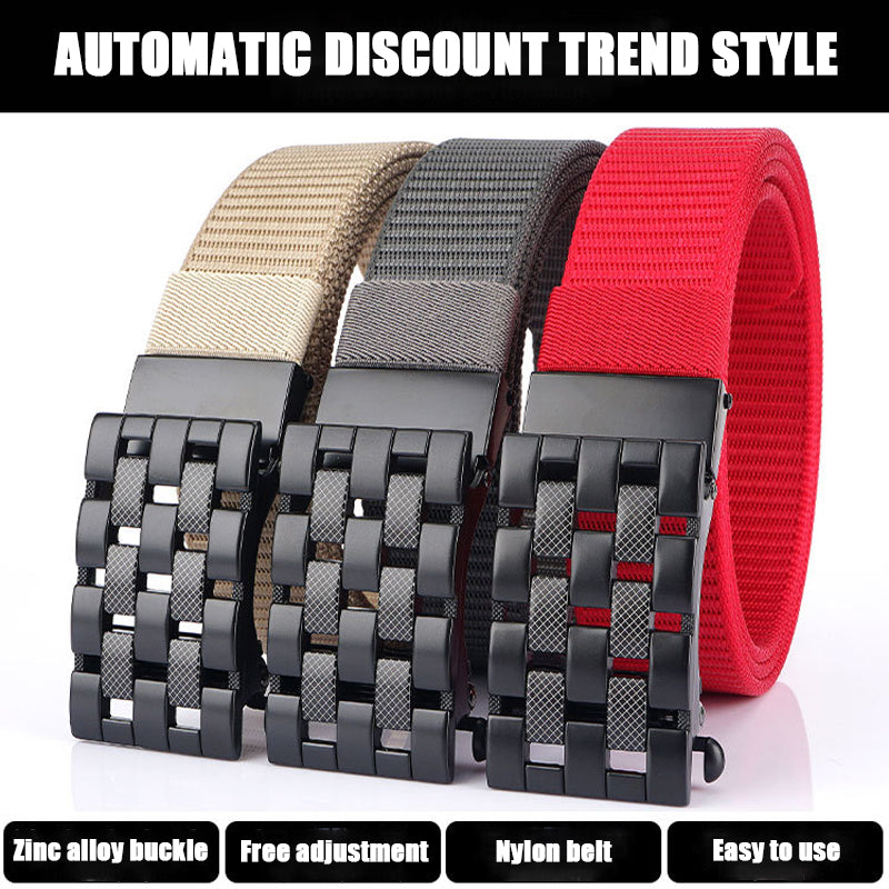 Canvas Automatic Buckle Belt Braided Nylon Men