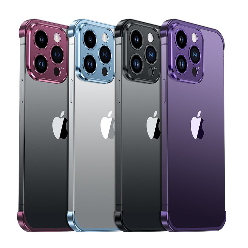Suitable for iPhone 13, 14, 15 mobile phone case with metal corner pads, anti-fall, frameless