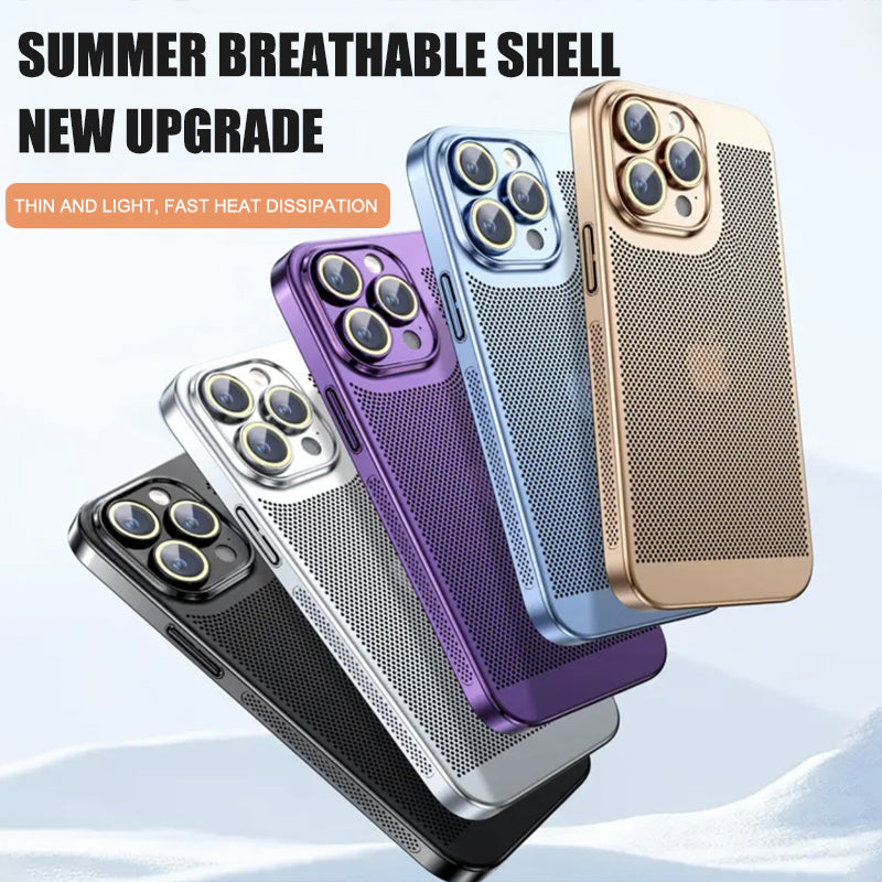 Electroplated heat dissipation mesh phone case suitable for iPhone series