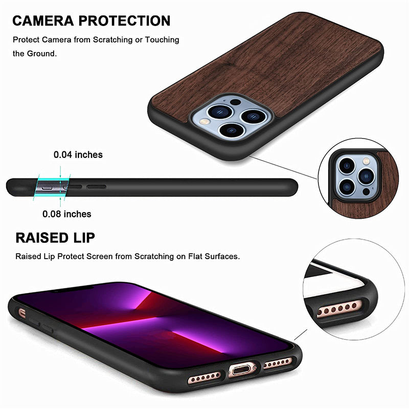 Suitable For iPhone13 Solid Wood Anti-Fall Mobile Phone Case
