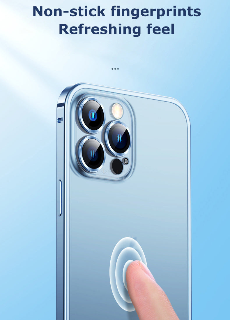 For iPhone15 Series Luban Buckle Metal Middle Frame/Frosted Back Panel/Lens All-Inclusive Mobile Phone Case