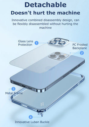 For iPhone15 Series Luban Buckle Metal Middle Frame/Frosted Back Panel/Lens All-Inclusive Mobile Phone Case