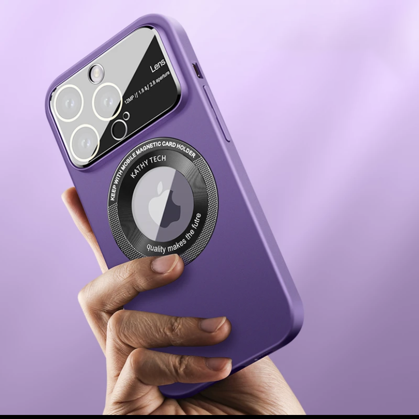 Suitable For iPhone 13/14/15 Series Large Window Protection Mirror Integrated Dustproof Electroplating Frosted Magnetic Suction Phone Case