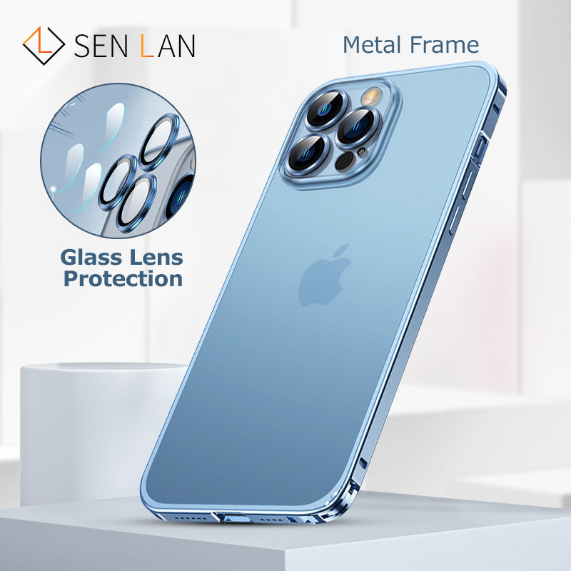For iPhone15 Series Luban Buckle Metal Middle Frame/Frosted Back Panel/Lens All-Inclusive Mobile Phone Case