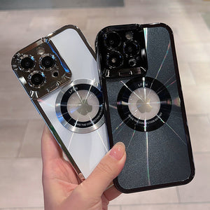 Magnetic Suction Frosted Electroplating Missing Label Invisible Bracket For iPhone 14/15 Phone Case