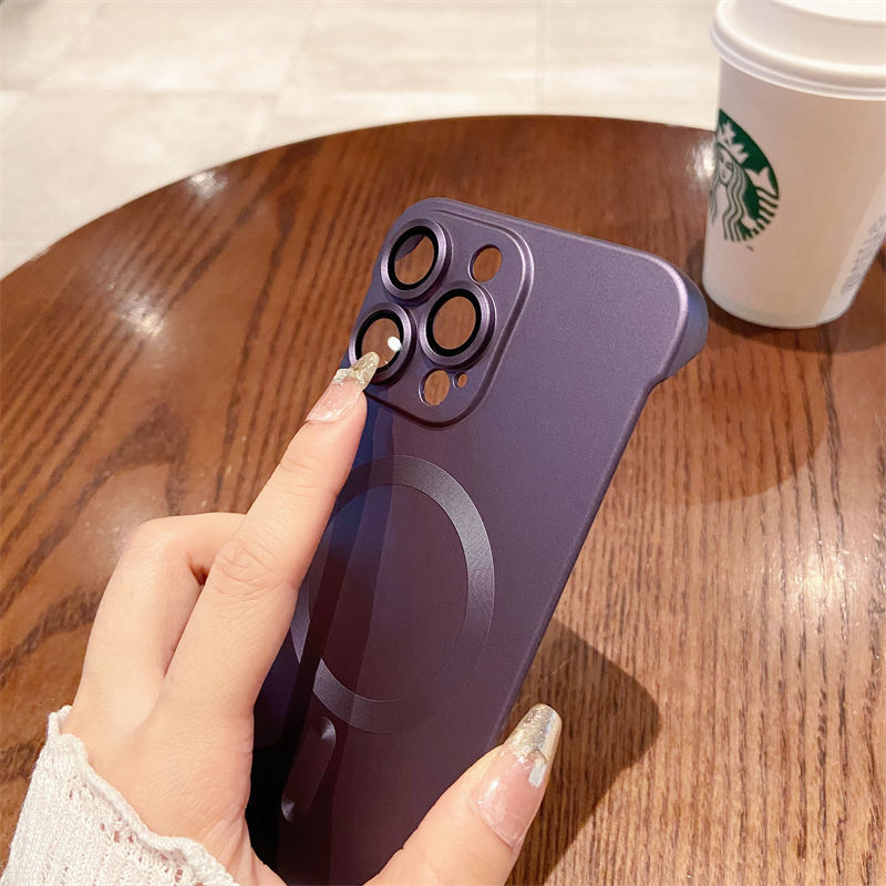 Lens Film All-inclusive Frameless Magnetic Phone Case For iPhone 14/15 Series