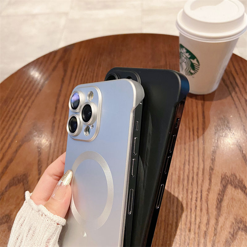 Lens Film All-inclusive Frameless Magnetic Phone Case For iPhone 14/15 Series