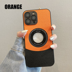 New Color-Blocked Leather Magnetic Phone Case For iPhone15 Series