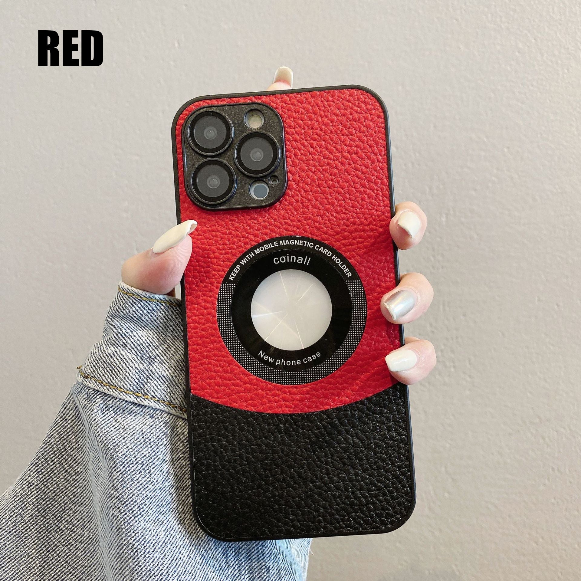 New Color-Blocked Leather Magnetic Phone Case For iPhone15 Series