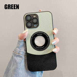 New Color-Blocked Leather Magnetic Phone Case For iPhone15 Series