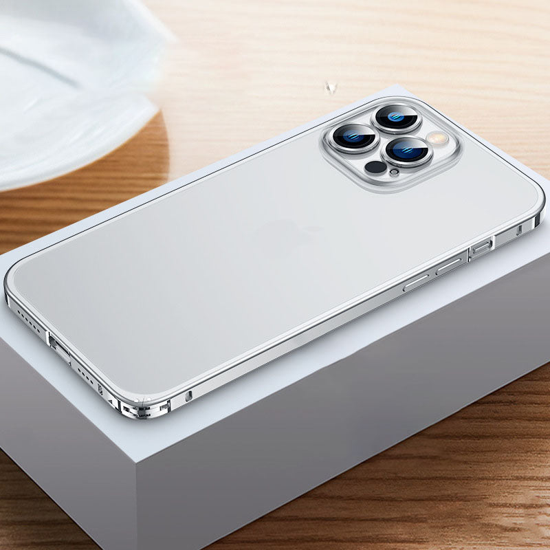 For iPhone15 Series Luban Buckle Metal Middle Frame/Frosted Back Panel/Lens All-Inclusive Mobile Phone Case