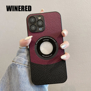 New Color-Blocked Leather Magnetic Phone Case For iPhone15 Series