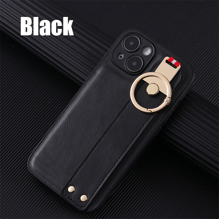 For iPhone 15 Series Ring Leather Protective Case