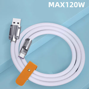 Metal Shell Liquid Soft Rubber Data Cable, PD120W Fast Charging Cable