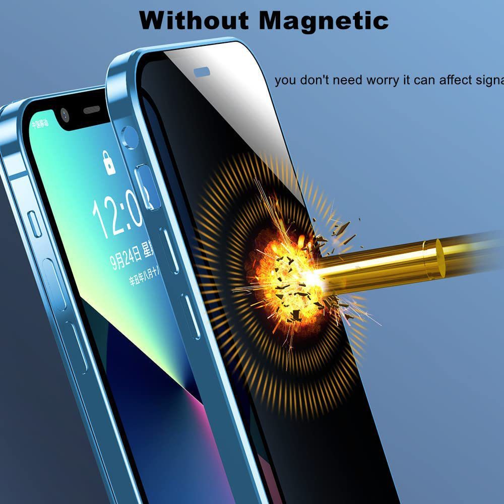 Anti-Peeping and HD Magnetic Double Sided Tempered Glass Case for iPhone 15 Series