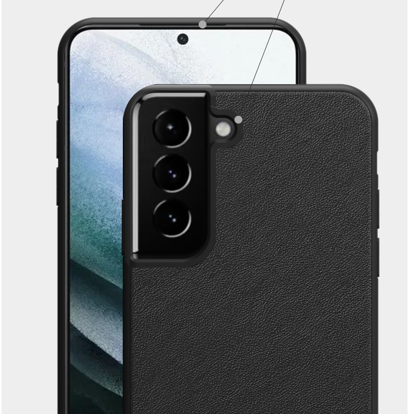 Samsung Metal Plain Leather Phone Case Lens Leather Protective Case